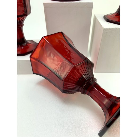 Vintage Independance Ruby Red Glass Wine Cordials. - Picture 7 of 9